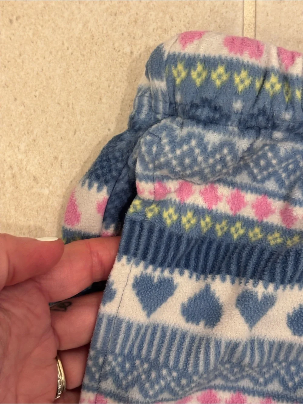 Old Navy Girls Blue, Pink & White Patterned Fleece PJ Bottoms